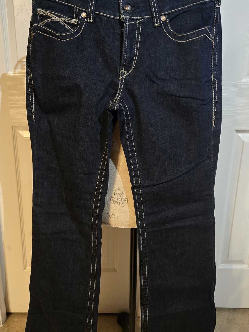Ariat Womens Dark Indigo Straight Leg Jeans with Contrast Stitching